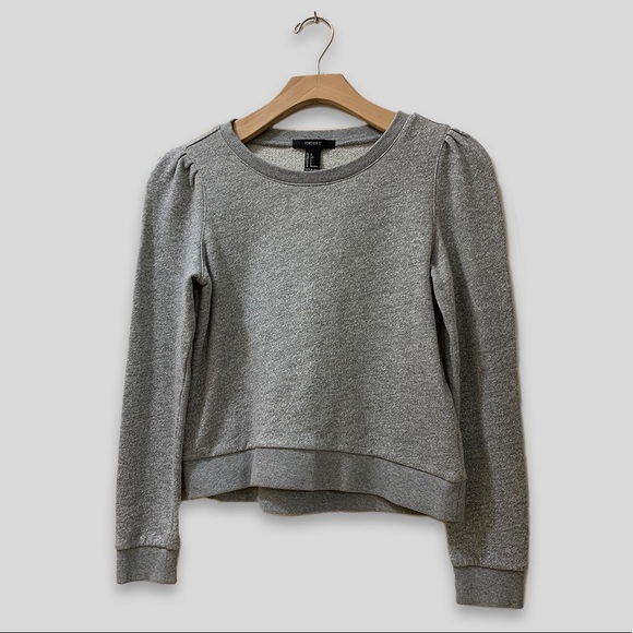 Forever 21 Ruffled Shoulder Crewneck - Grey - Picture 1 of 4